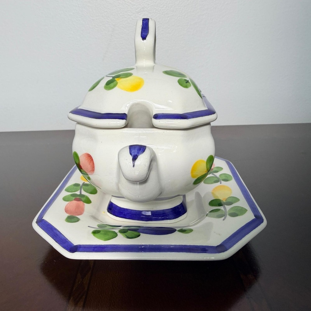 Vintage Portuguese Floral Ceramic Covered Dish Tray Jay Willfred Andrea by Sadek - Picture 10 of 12